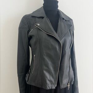 Danier Dark Leather Moto Jacket